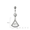 316L SURGICAL STEEL MULTI CZ HOLOW TEAR DROP BEZEL CENTER DANGLE BELLY BUTTON NAVEL RING 